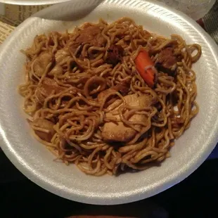 Chicken and Pork Lo Mein.  Taste good.