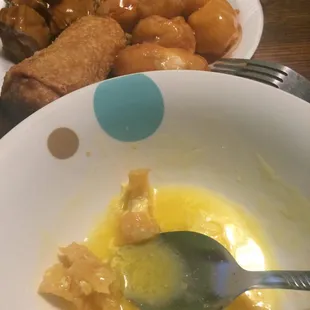 Bar BQ rib tips, sweet&amp;sour chicken,fried rice,egg roll &amp;a egg drop soup