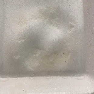 Melted styrofoam container