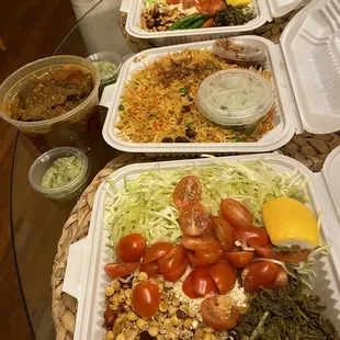 Tea Leaf Salad &amp; Yellow Rice with Beef Curry