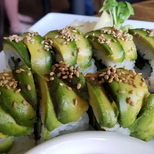 Veg caterpillar ($18.50), vegan by default. Tasty but not amazing. Expensive.