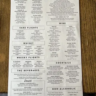 Drink menu