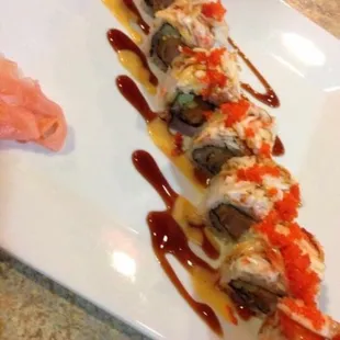 a sushi roll on a plate