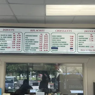 Kyles Donuts menu April 2024