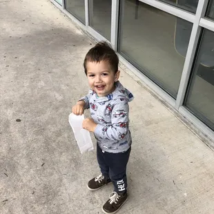 Donut hole doggy bag for my little dude after they saw him throwing a tantrum on the floor.