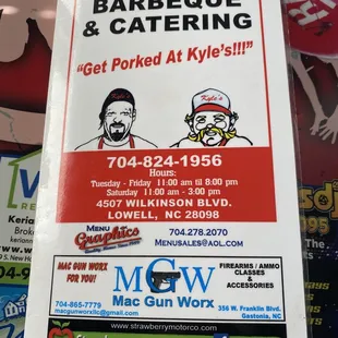 Front of Kyle fletcher menu