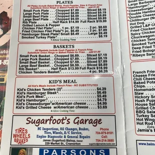 Plates, Baskets and kids meals at Kyle fletchers