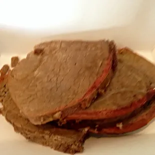 1/2 lb sliced beef, meh (it's not brisket but bottom rump).