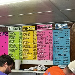 the menu and prices