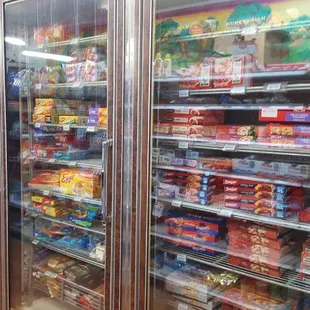 a refrigerated section of a grocery store