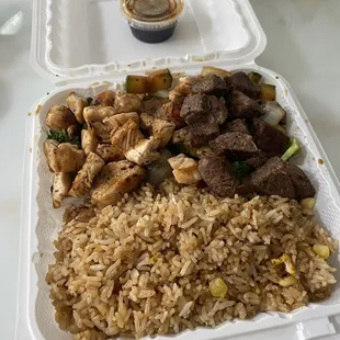 Chicken and steak hibachi