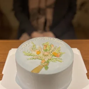 Birthday cake for MIL w/portrait of flowers