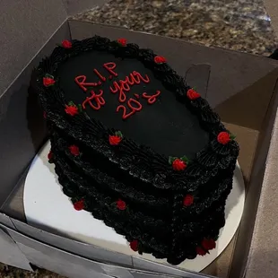 coffin shaped cake for 30th birthday