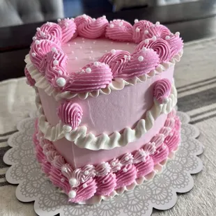 Pink heart cake