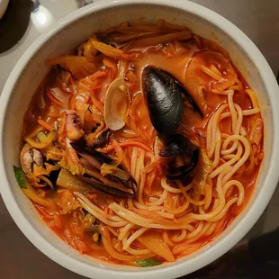 Jjampong (Spicy Seafood Noodles)