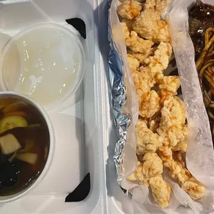 Black Bean Noodle and Fried Pork with Sweet and Sour Sauce Combo