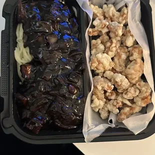 Black Bean Noodle and Fried Pork with Sweat and Sour Sauce Combo