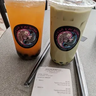 Melon &amp; Matcha Boba Tea.