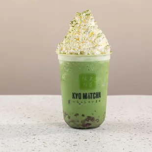 Matcha Slushy With Redbean