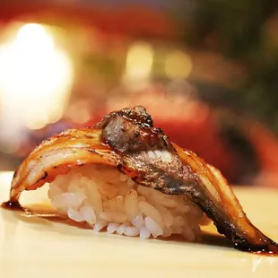 a close up of a piece of food