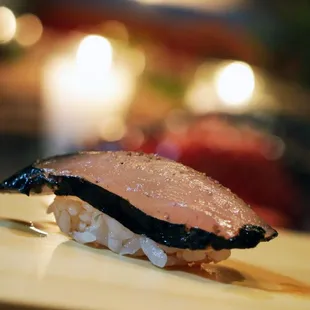 a close up of a sushi