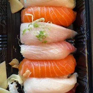 a close up of a variety of sushi