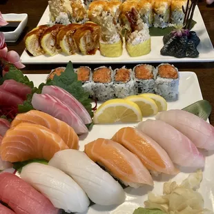 (Front) F12. Sushi &amp; Sashimi Combo (Back) Variety of different rolls