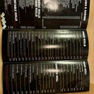 Menu as of 11/30/24.