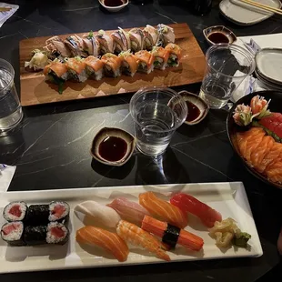 a variety of sushi on a table