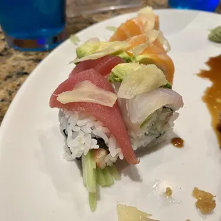 The Rainbow roll and Blue Long Islands