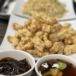 two bowls of food on a table