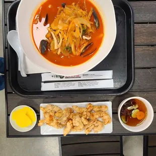 C1 Jjampong Combo - Spicy Seafood Noodle Soup &amp; Fried Pork w/ Sweet Sauce  ($23.99)  01-10-2024
