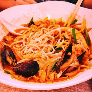 #1 Spicy Seafood Noodle Soup, aka Jjamppong. Nice kick and depth of flavor. Not for the faint of heart!