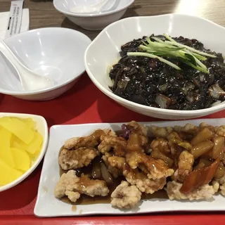 5. Black Bean Noodle and Fried Pork