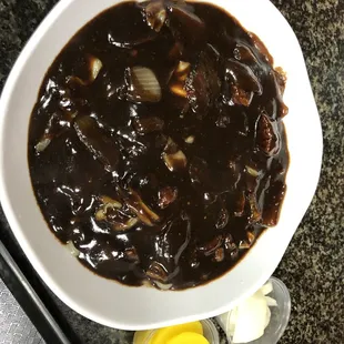 #1 noodle with pork and Korean style black sauce