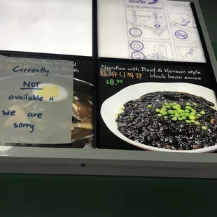 ramen and noodles, menu
