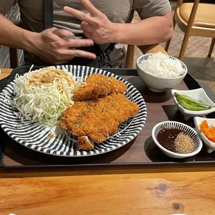 Pork Cutlet + idk why hes throwin up peace signs