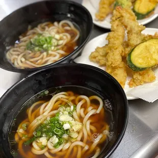Shrimp tempura udon soup