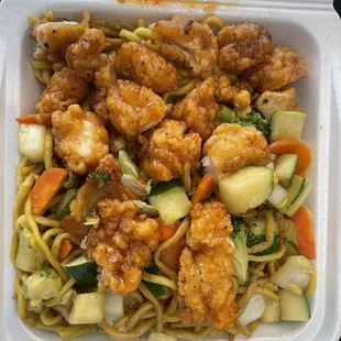 Sweet Chili Chicken with Lo Mein!