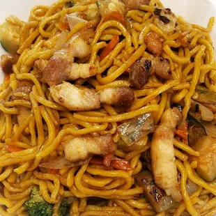 Pork belly mixed vegetables noodles