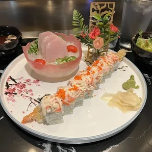 a plate of sushi