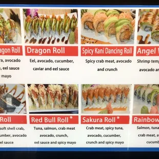 menu, sushi and sashimi