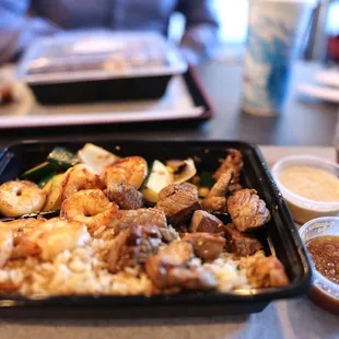 a tray of food on a table