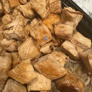 Blue plastic nasty food