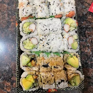 My 3 favorite rolls Spicy Tuna Roll, California Roll, Eel Avocado Roll(+cucumber) !!