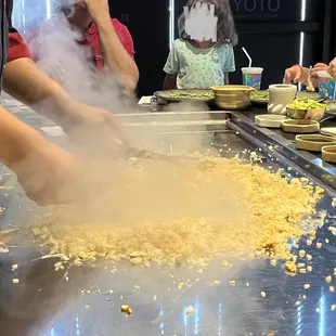 Preparation of fried rice