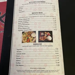 Lunch special menu
