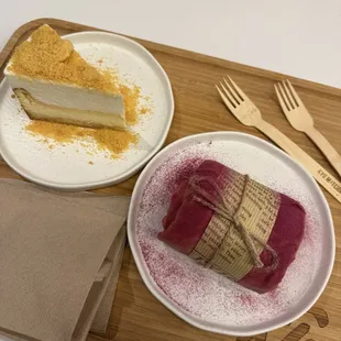 Hokkaido double fromage cheese cake and Ube Purple Sweet Potato Towel Cake