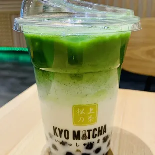 Matcha latte with boba