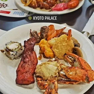 two plates of food on a table